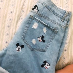 Mickey Mouse Embroidered Shorts